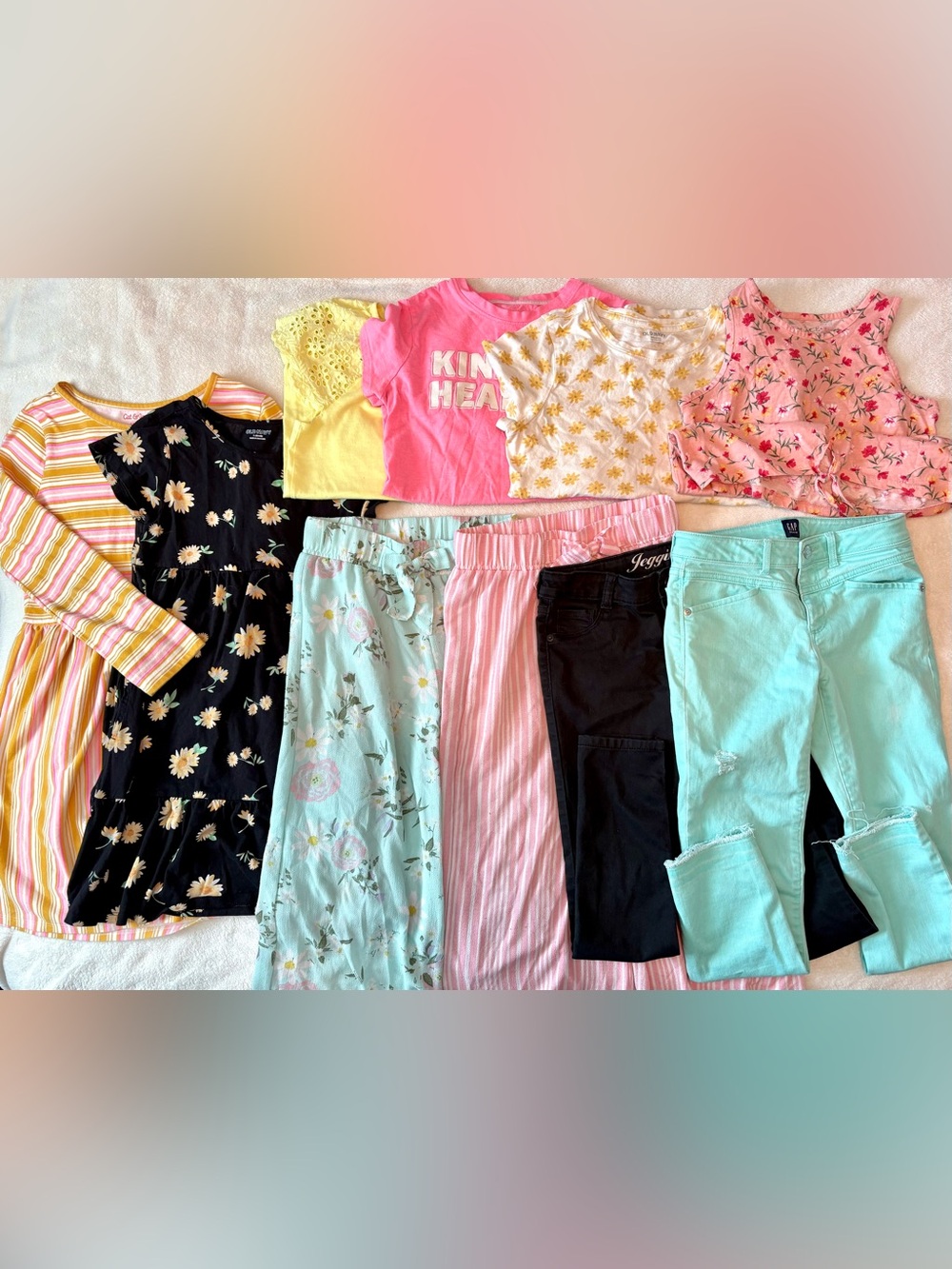 Girls bright floral and fun back to school bundle, pink, aqua, black